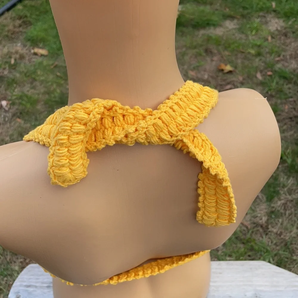Handmade Crochet Bikini Top 100% Cotton Adjustable M-L-XL